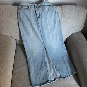 Midi length denim skirt